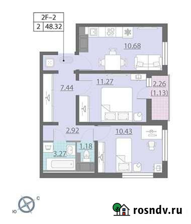 2-комнатная квартира, 48.3 м², 5/13 эт. на продажу в Санкт-Петербурге Санкт-Петербург - изображение 1