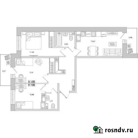 3-комнатная квартира, 77 м², 7/20 эт. на продажу в Санкт-Петербурге Санкт-Петербург - изображение 1