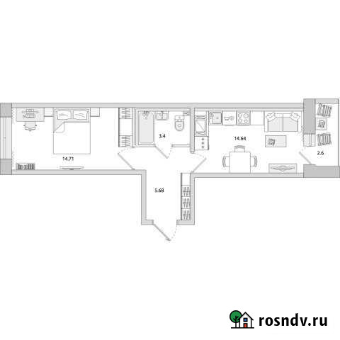 1-комнатная квартира, 41 м², 18/24 эт. на продажу в Санкт-Петербурге Санкт-Петербург - изображение 1
