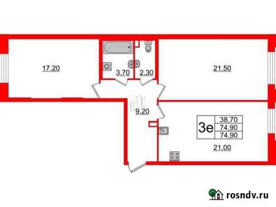 2-комнатная квартира, 74.9 м², 2/18 эт. на продажу в Санкт-Петербурге Санкт-Петербург