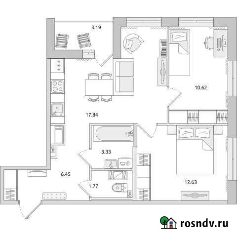 2-комнатная квартира, 55.8 м², 11/14 эт. на продажу в Санкт-Петербурге Санкт-Петербург - изображение 1