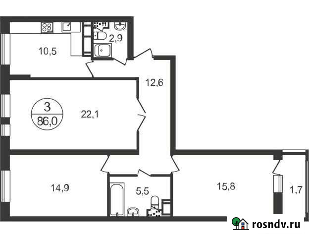 3-комнатная квартира, 86 м², 6/17 эт. на продажу в Балашихе Балашиха - изображение 1