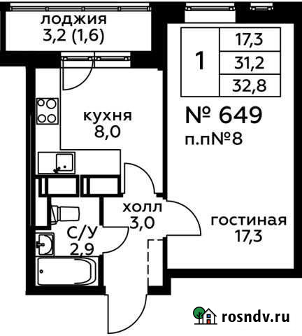 1-комнатная квартира, 32.8 м², 20/20 эт. на продажу в Балашихе Балашиха - изображение 1