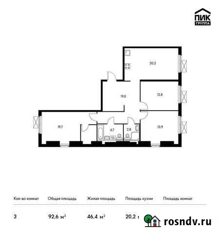 3-комнатная квартира, 92.6 м², 15/33 эт. на продажу в Москве Москва - изображение 1