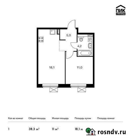 1-комнатная квартира, 38.3 м², 9/14 эт. на продажу в Мытищах Мытищи - изображение 1