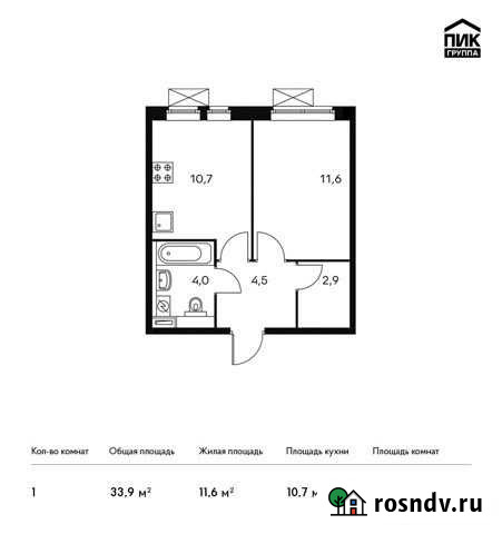 1-комнатная квартира, 33.9 м², 2/25 эт. на продажу в Люберцах Люберцы - изображение 1