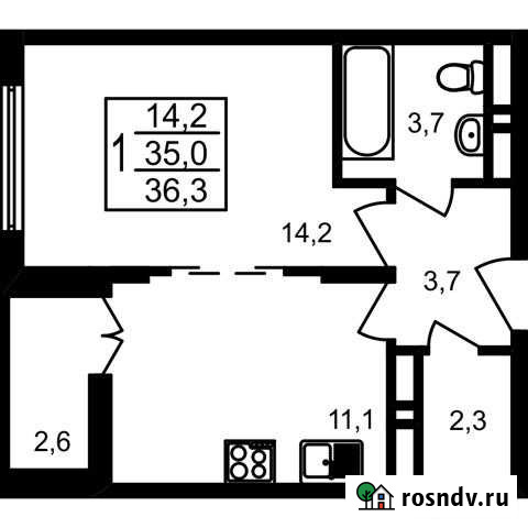 1-комнатная квартира, 36.3 м², 15/17 эт. на продажу в Мытищах Мытищи - изображение 1
