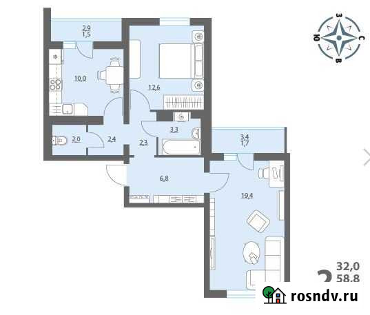 2-комнатная квартира, 62 м², 11/17 эт. на продажу в Воронеже Воронеж - изображение 1