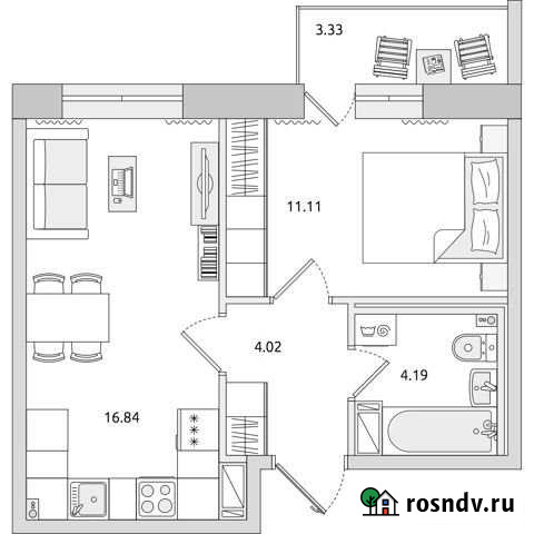 1-комнатная квартира, 39.5 м², 15/15 эт. на продажу в Санкт-Петербурге Санкт-Петербург - изображение 1