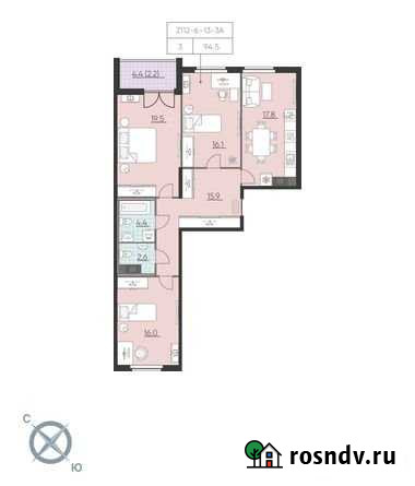 3-комнатная квартира, 94.5 м², 6/23 эт. на продажу в Санкт-Петербурге Санкт-Петербург - изображение 1