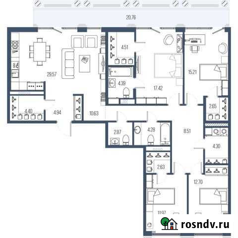 4-комнатная квартира, 141.3 м², 6/8 эт. на продажу в Санкт-Петербурге Санкт-Петербург - изображение 1