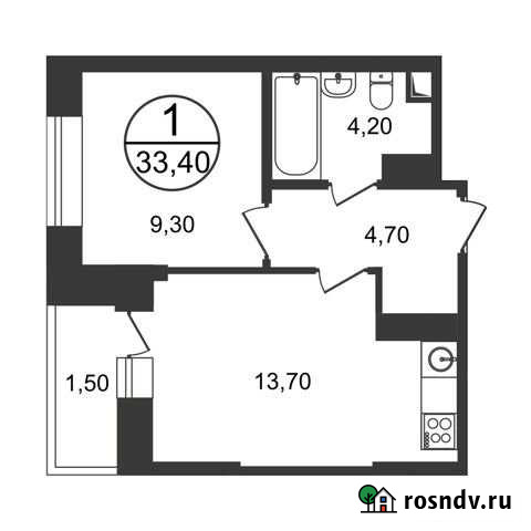 1-комнатная квартира, 33.4 м², 4/17 эт. на продажу в Люберцах Люберцы - изображение 1