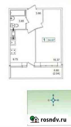 1-комнатная квартира, 34 м², 4/9 эт. на продажу в Кудрово Кудрово