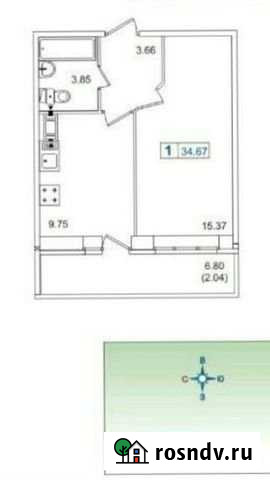 1-комнатная квартира, 34 м², 4/9 эт. на продажу в Кудрово Кудрово - изображение 1