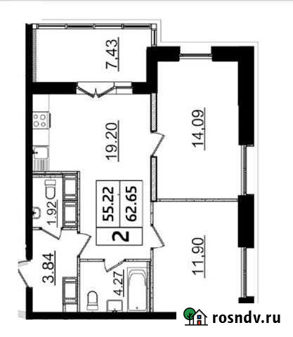 2-комнатная квартира, 62.7 м², 24/25 эт. на продажу в Санкт-Петербурге Санкт-Петербург - изображение 1