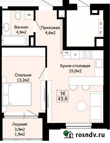 1-комнатная квартира, 40 м², 3/4 эт. на продажу в Светлогорске Светлогорск - изображение 1