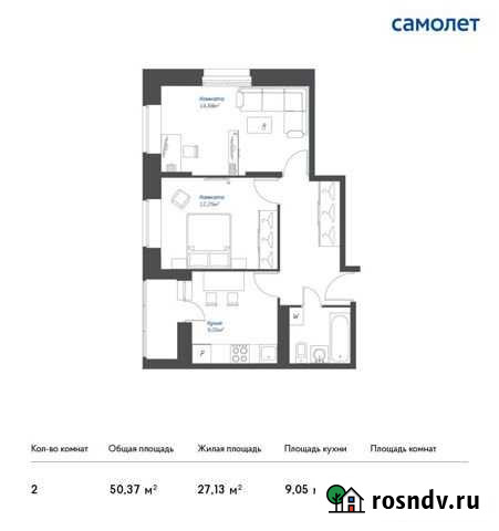 2-комнатная квартира, 50.4 м², 8/17 эт. на продажу в Томилино Томилино - изображение 1