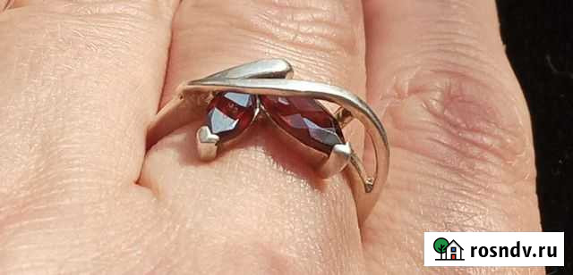 Серебряное кольцо 925 пробы, с гранатом Луга - изображение 1