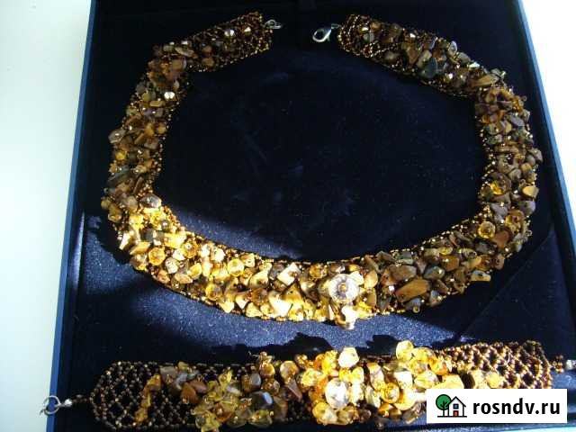 Ожерелье из тигрового глаза и горного хрусталя Омск - изображение 1