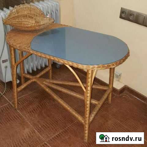Кофейный столик ротанговый (плетённый) со стеклом Ростов-на-Дону - изображение 1
