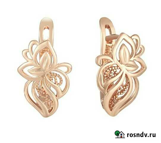 Серьги золочение 585 Новосибирск - изображение 1