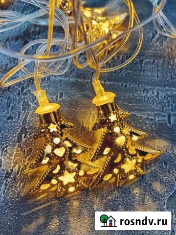 Гирлянда «Золотые Ёлочки» металлические Рязань - изображение 1