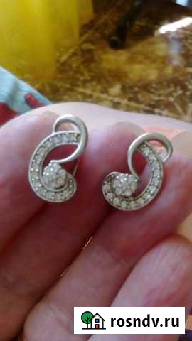 Серьги серебро новые, гвозди и браслет на ногу Канск - изображение 1