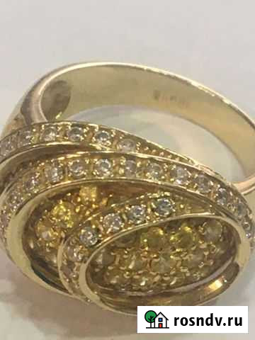 Золотое кольцо с фианитами и цитрин Черкесск - изображение 1