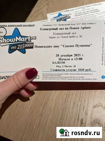 Билет на новогоднее шоу «сказки Пушкина» Московский - изображение 1