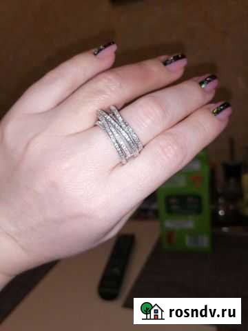 Серебряный комплект серьги и кольцо с фианитами Астрахань - изображение 1