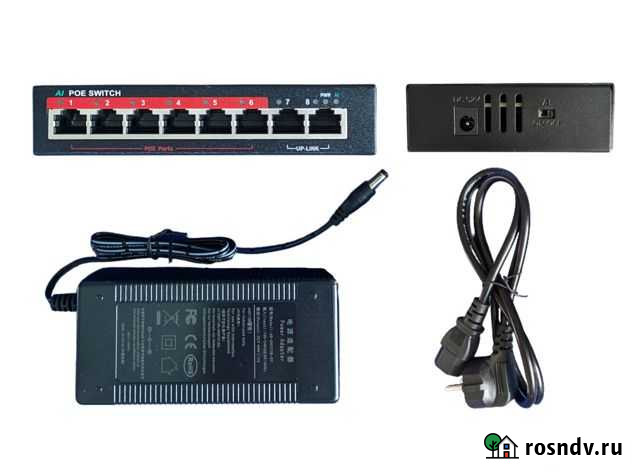 POE коммутатор - 6 POE, 2 Uplink, 100mbps, 90W Тверь - изображение 1