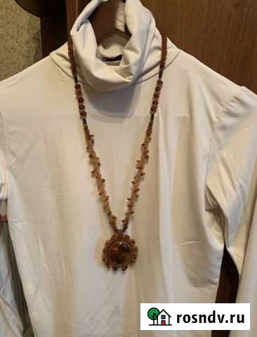 Кулон с цепью янтарь Химки - изображение 1