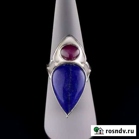 Шикарное кольцо с лазуритом и звёздчатым рубином Томск - изображение 1