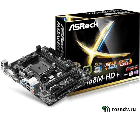 Материнская плата FM2+ ASRock FM2A68M-HD+ AMD A68H Калининград - изображение 1