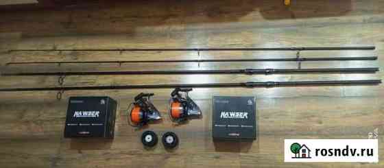 2 шт. Карповых удилищ Daiwa Black Widow + Катушки Феодосия