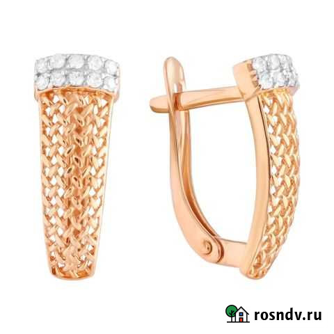 Серьги С фианитом из золота 585 пробы Набережные Челны - изображение 1