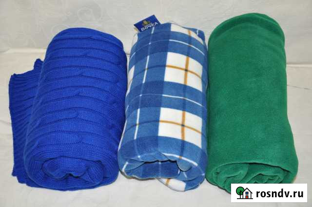 Пледы флисовые и вязаный 160х140см.Новые Тула - изображение 1