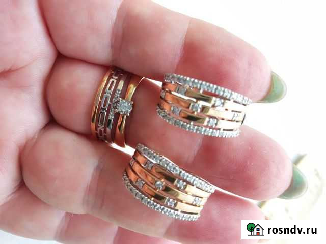 Золотые серьги и кольцо бриллианты Тула - изображение 1