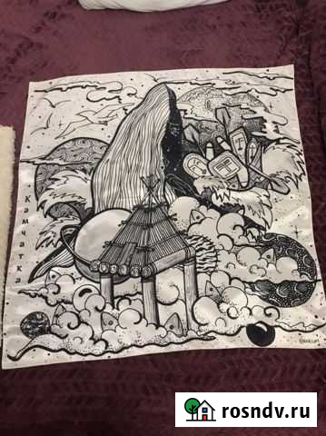 Полотно из шелка с камчатской символикой Петропавловск-Камчатский - изображение 1