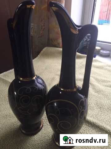 Два графина, керамика, кобальт.СССР Комсомольск - изображение 1