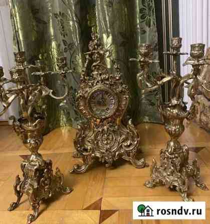 Часы и подсвечники бронза. Подсвечники 6-ти рожков Черкесск