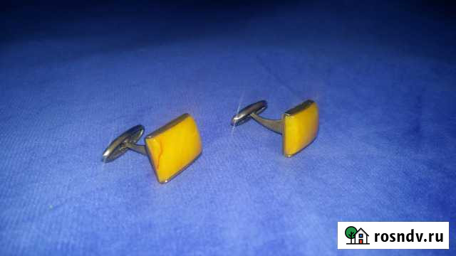 Запонки с янтарем. СССР Иркутск - изображение 1