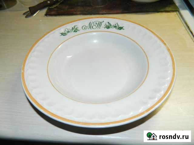 Тарелка с монограммой мт, СССР Дулево 64-68г.г Канск - изображение 1