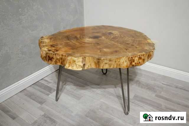 Стол журнальный из спила тополя Ухта - изображение 1