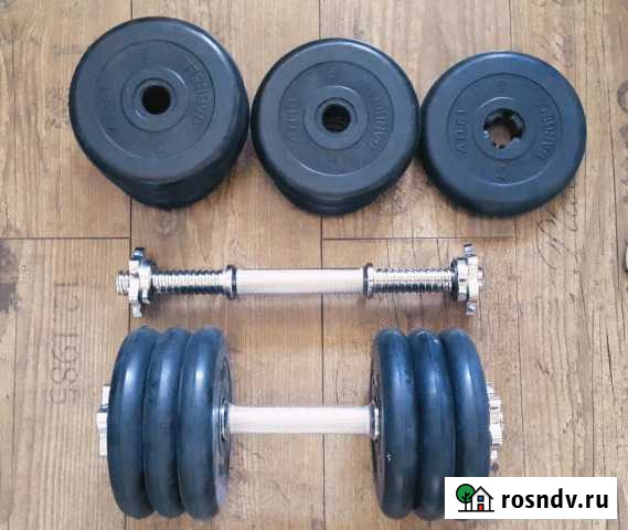 Гантели обрезиненные по 16.5 Пара 33кг Чита - изображение 1