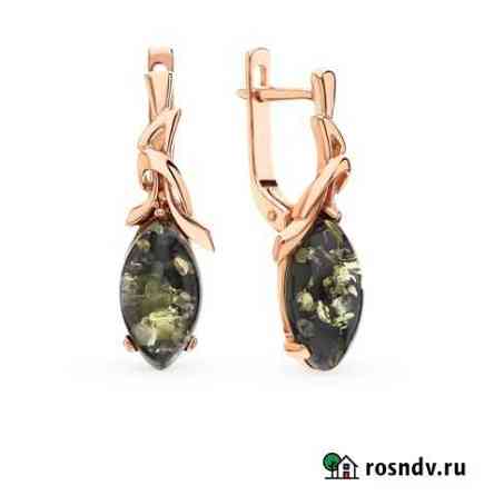 Серебряные серьги с янтарем и кольцо Мурино