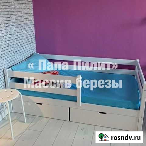 Детская кровать+матрас.Массив березы Киров - изображение 1