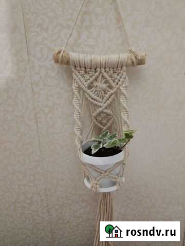 Подвес на ветке в технике макраме для кашпо Тверь - изображение 1