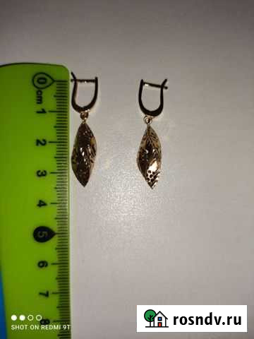 Золотые серьги 585,длина 3.5 см,вес 2.56 Омск - изображение 1