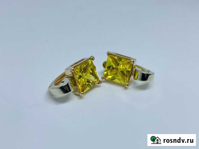 Золотые серьги с Цитрином Псков - изображение 1